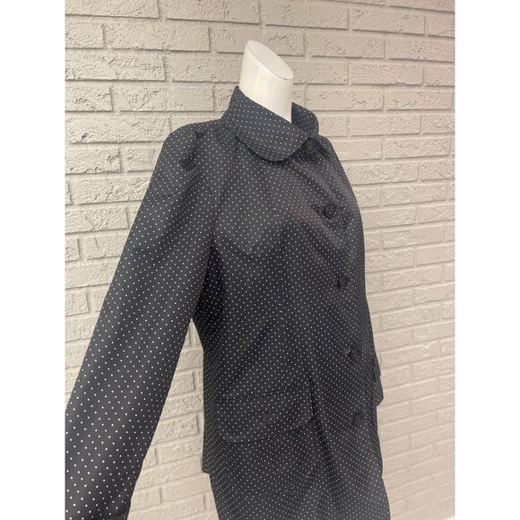 Gallery Women Black White Polka Dot Water Repellent Raincoat Size L - Picture 6 of 10